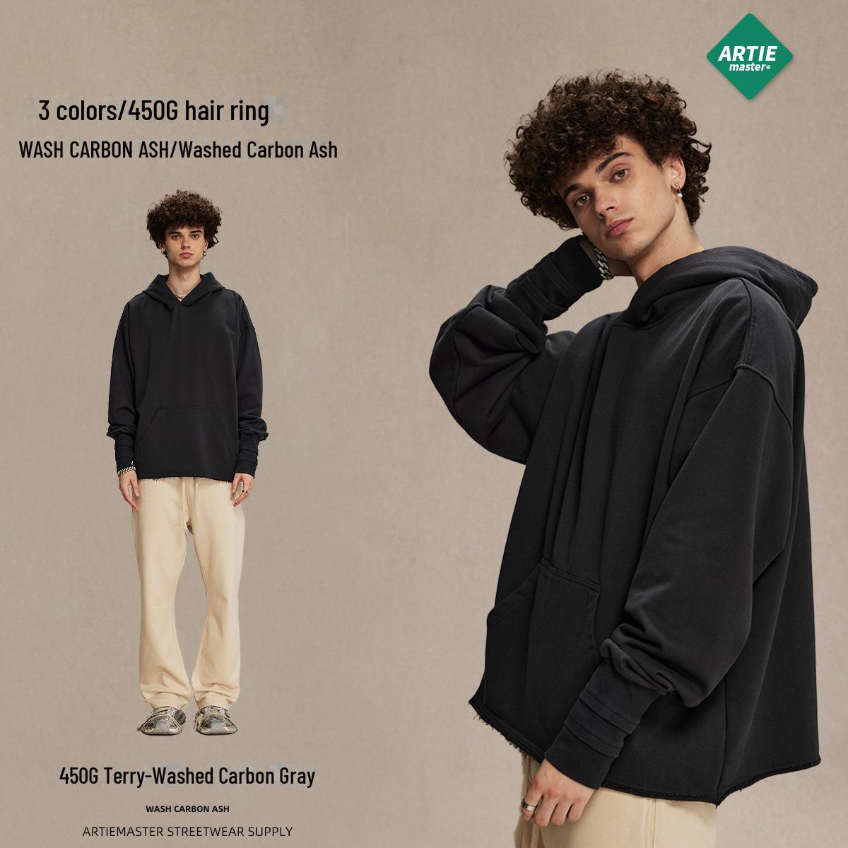 

Чоловіча толстовка без рукавів з різьбленням та отворами для пальців, осінь/зима 2024 - американський модний бренд Distressed Terry Sweatshirt XXL