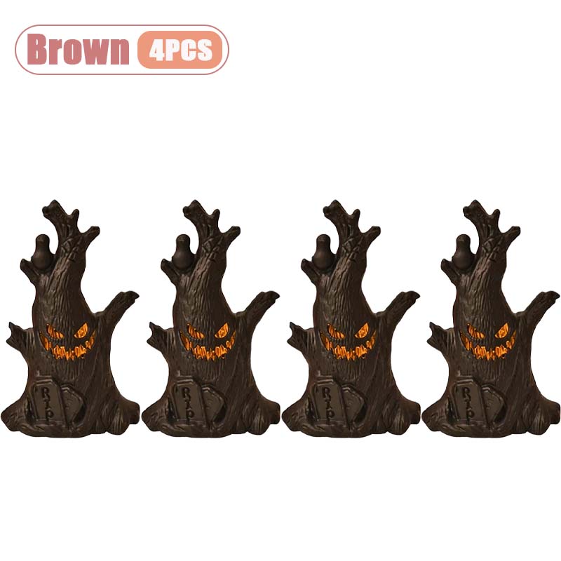 1–10PCS Halloween LED Ghost Face Pumpkin Lights Flameless Candle Tree Stump Decor for Table Home Party Indoor Holiday Setting