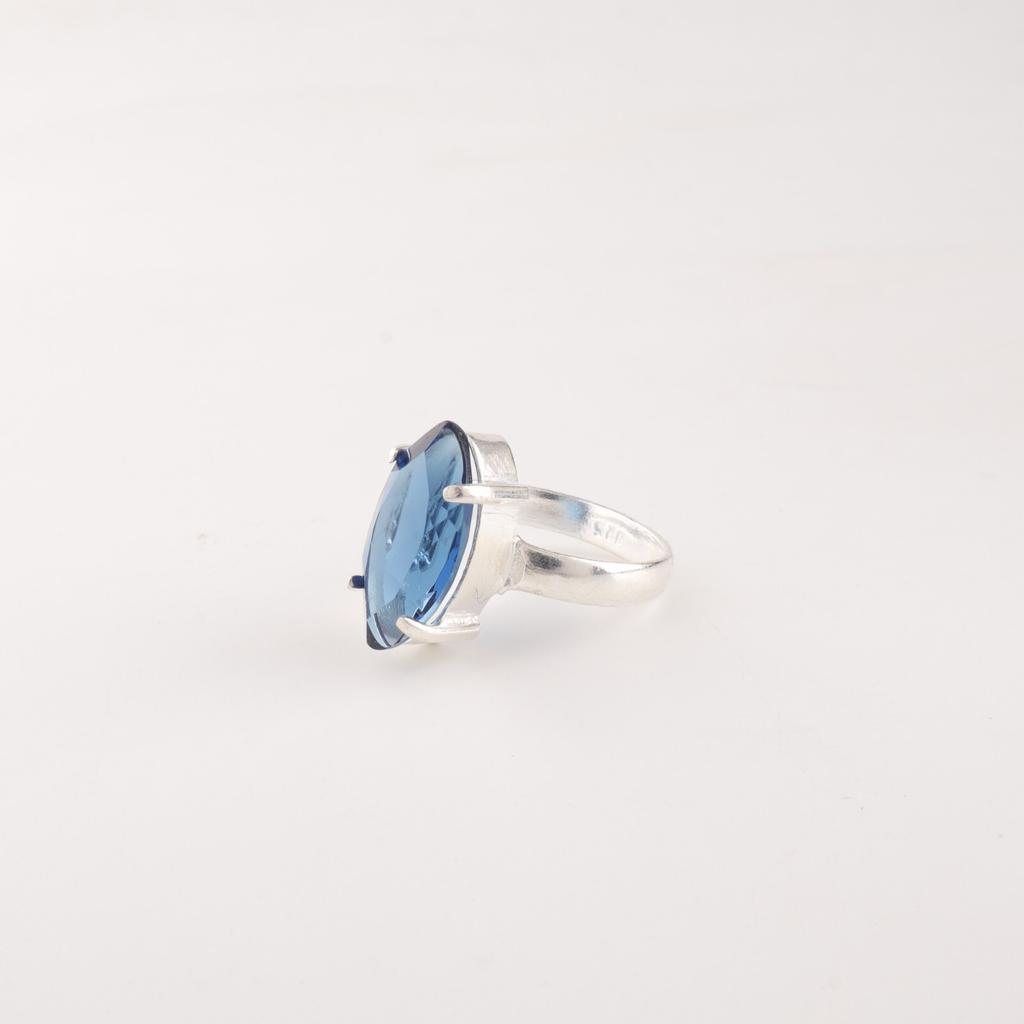London Blue Topaz Gemstone 925 Stamped Silver Jewelry Handmade Ring Gift For Her RR-65-7