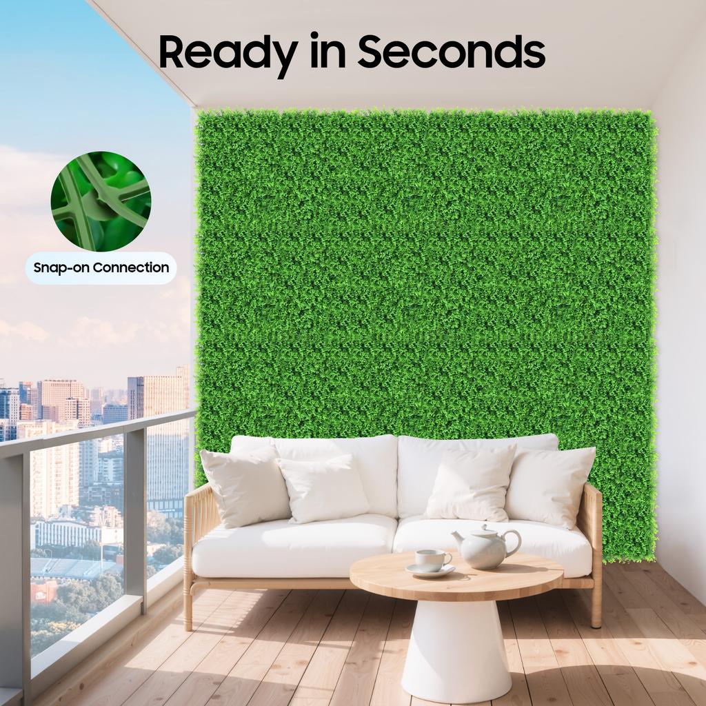 12 Pcs Artificial Boxwood Hedge Panels, UV Protected Outdoor Indoor Privacy Fence Screen, 40x60cm Green Grass Wall