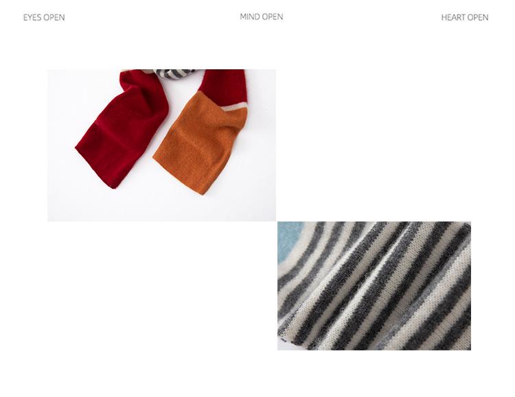 Women's Korean Style Cashmere Scarf - Contrasting Colors, Pure, Warm, and Versatile for Autumn/Winter