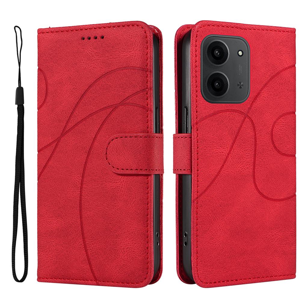 Pro Xiaomi Redmi 15C 4G (171 mm) Kožené pouzdro na peněženku Kryt na telefon Stojánek s designem zakřivených linií