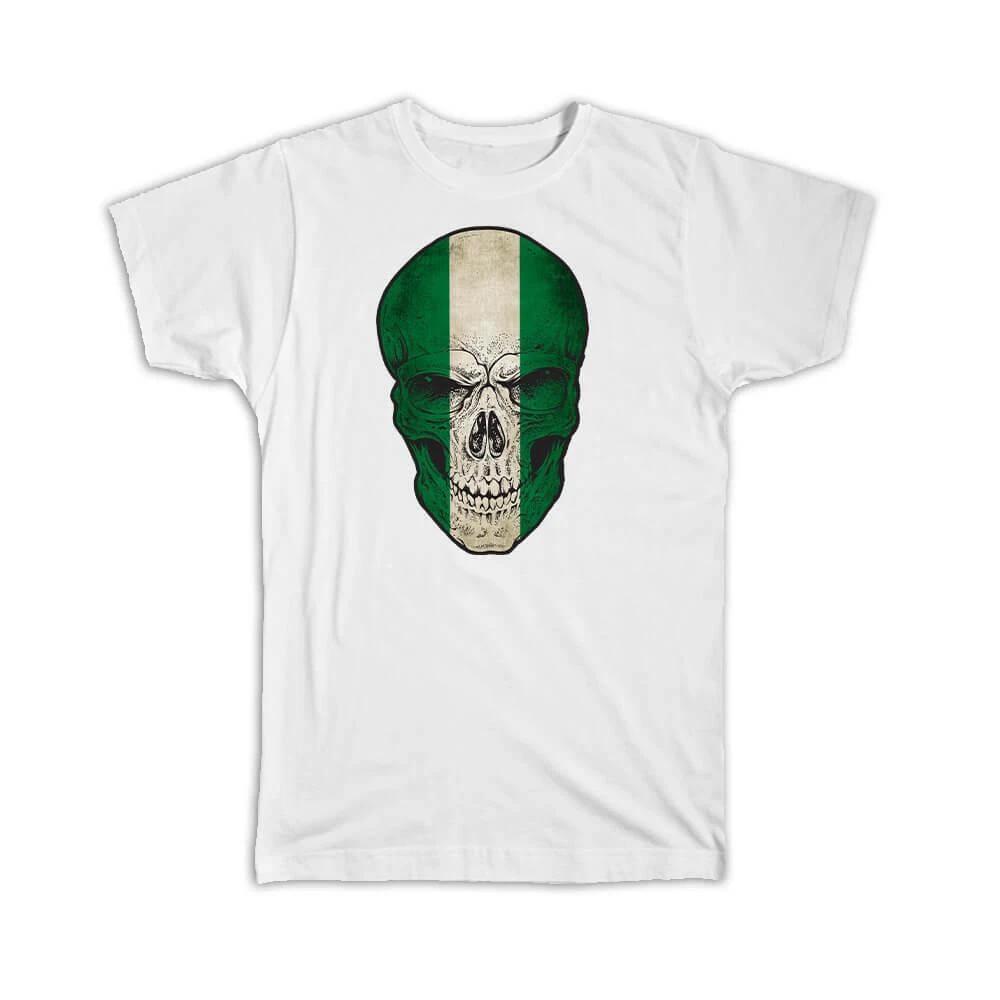 

Gift T-Shirt : Nigeria Flag Skull Nigerian National Colors XL