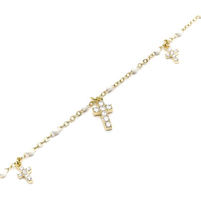 Bracelet - LUXENTER - Haja - Argent 925 - Finition or Jaune 18k - Laque Blanche