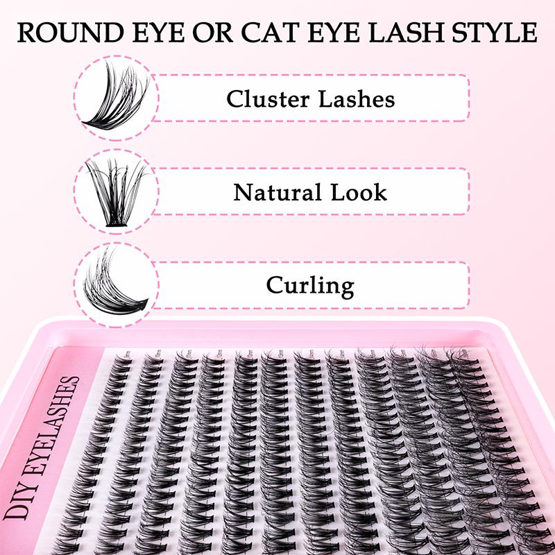 30D 40D 50D 60D 80D Cluster Lash Kit Segmented Fluffy Natural Volume DIY At Home Eyelash Extensions for Women