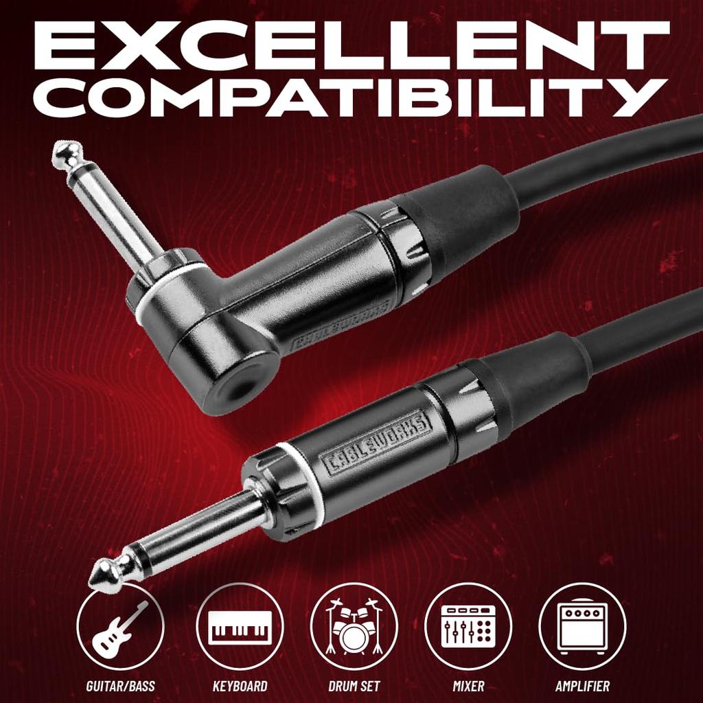 Cableworks by Gator Cases Composer Series Shielded Cable for GuitarBass (30ft SL) GCWC-INS-30RA
