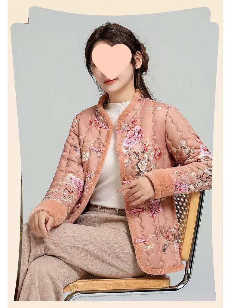 Retro Thickened Chinese Cotton Jacket with Frog Buttons and Fleece-Lining: Versatile Winter Outerwear