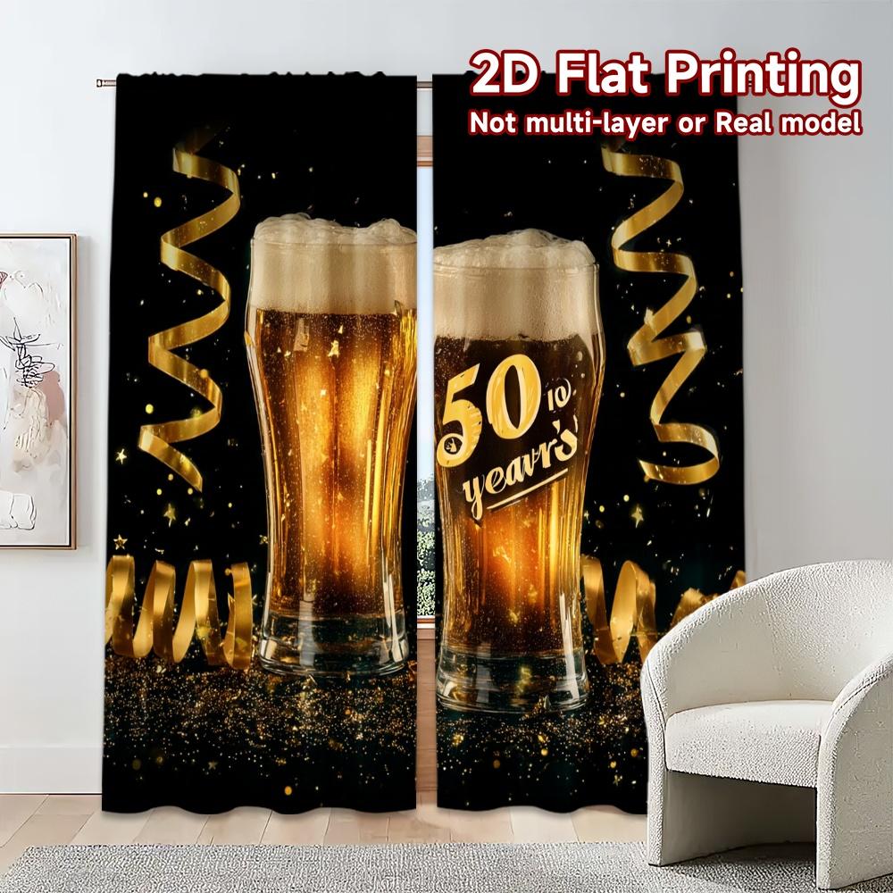 Set Of 2 Flat Printing Curtains Without Rod Chic Curtain Versatile Fabric Decorations Use Made Polyester