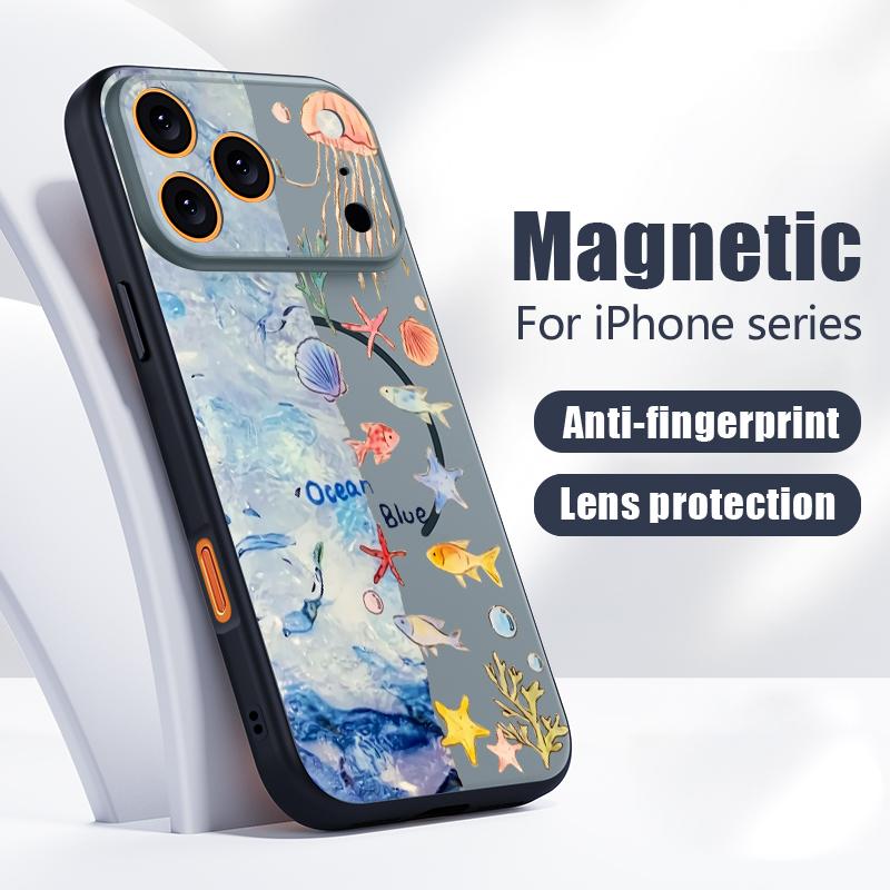 SeaWorld Pattern Case For iPhone 17 Pro Max Magnetic For Magsafe Hybrid Slim Matte Cover For iPhone 16 15 14 13 Pro Max Octopus Starfish