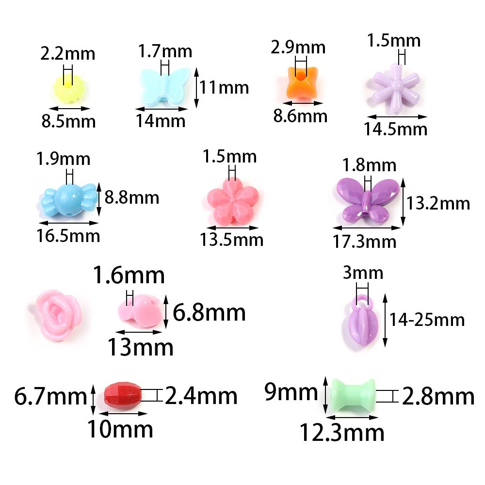 50 Stück/Los Gemischte Farbe Kunststoffperlen Schmetterling Schneeflocke Süßigkeitenform Lose Perlen Für DIY Armband Ohrringe Zubehör Großhandel