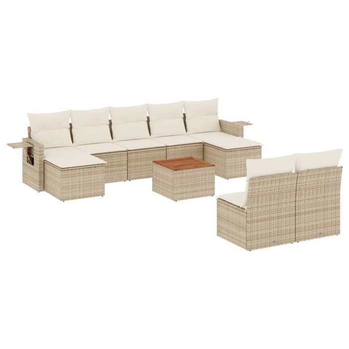 VidaXL Garden Lounge Set with Cushions 10 Pcs, Patio Sofas, Patio Furniture Set, Outdoor Furniture, Beige 3224763