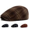 Autumn New Cotton Lint Hat Women's Fashion Retro Plaid Beret Men's British Forward Hat Painter Cap