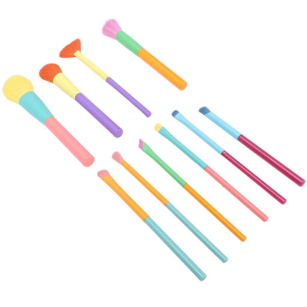 10 szt. Zestaw pędzli do makijażu Miękkie nylonowe włosie Kolorowe pędzle kosmetyczne do pudru sypkiego Róż Cień do powiek Co
