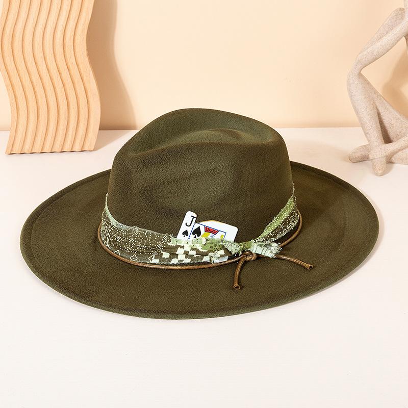 Color Blocking Wildleder Fedora Hüte für Damen Herren Großer Breiter Rand Klassischer Wildleder Panama Hut Western Partyhut Sombrero Rockero Mann