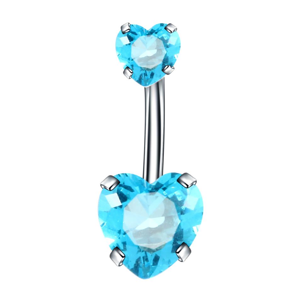 1PC Surgical Steel Crystal Belly Button Piercings 14G Heart Belly Piercing CZ Navel Ring Nombril Belly Rings Sexy Women Jewelry