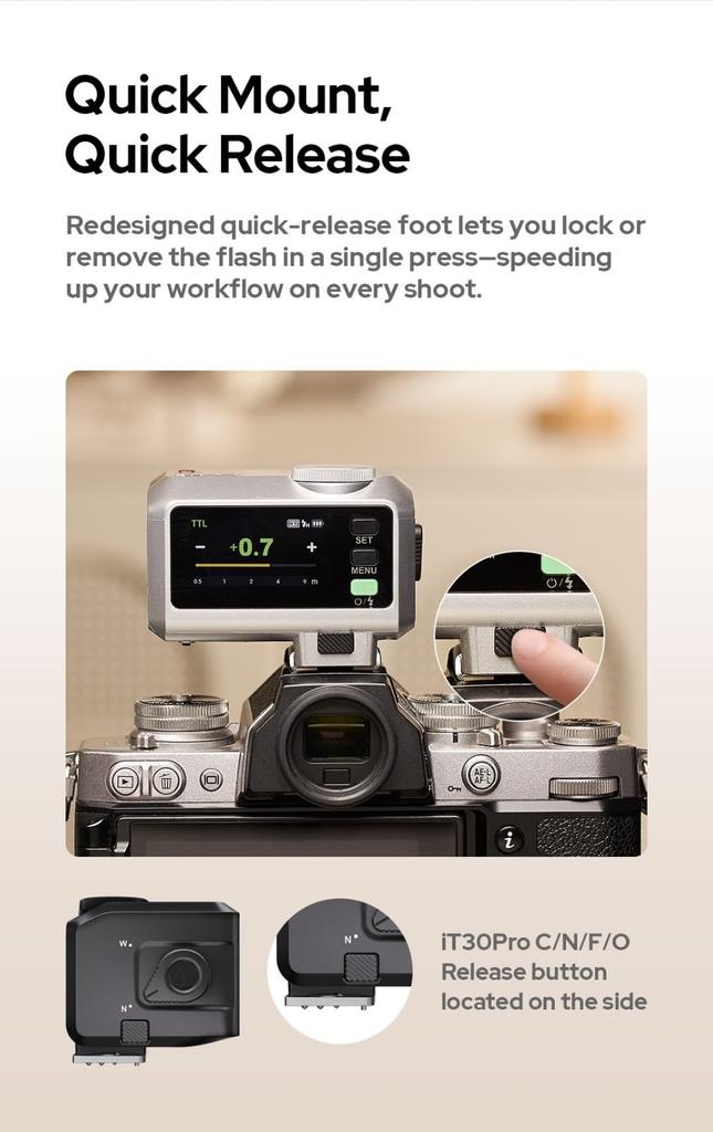 Godox iT30Pro S Camera Flash Touch Power Recovery Lightweight Design with Charging 560 Full Flashes Light Control Diffuser for Sony TTL-Compatible