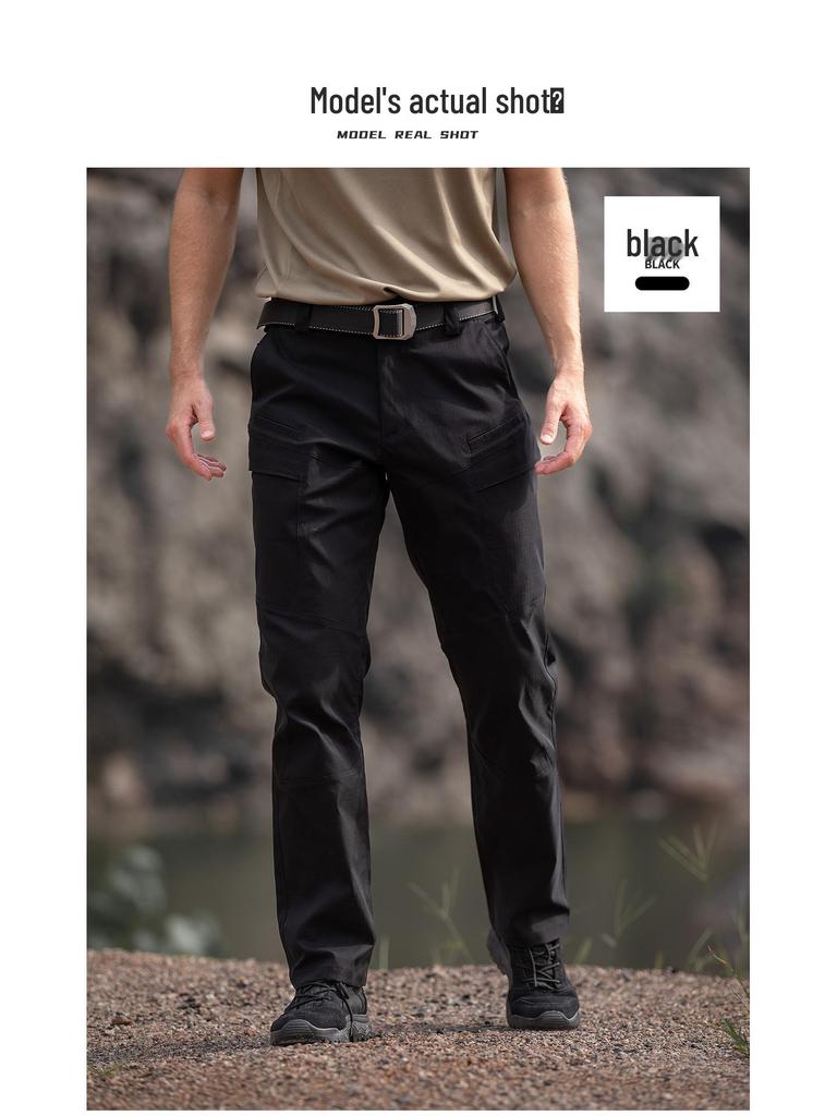Free Soldier Men's Tactical Cargo Pants: Stretch, Plaid, Multi-Pocket, Wear-Resistant Outdoor Wear