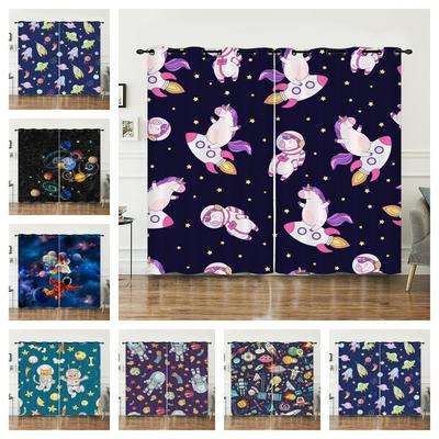 Curtains Bedroom Curtains Digital Printing Astronaut Planet Starry Sky Blackout Curtains