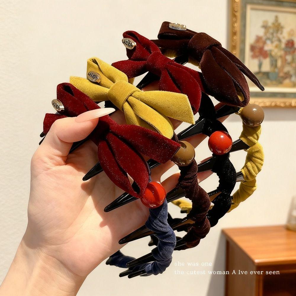 Non-slip Bow Headband U-shaped Tooth Comb Hair Hoop  New Year Hair Styling Accessories