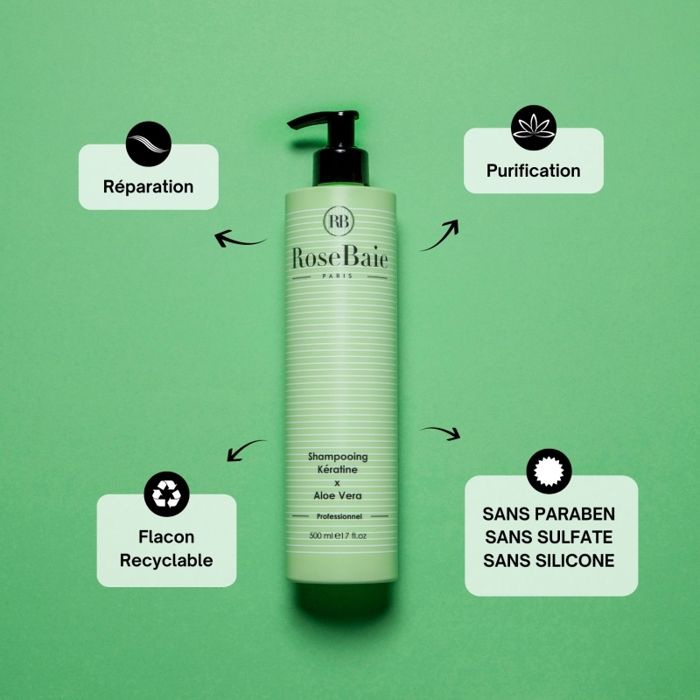 Shampoing Kératine x Aloe Vera RoseBaie 500 ml