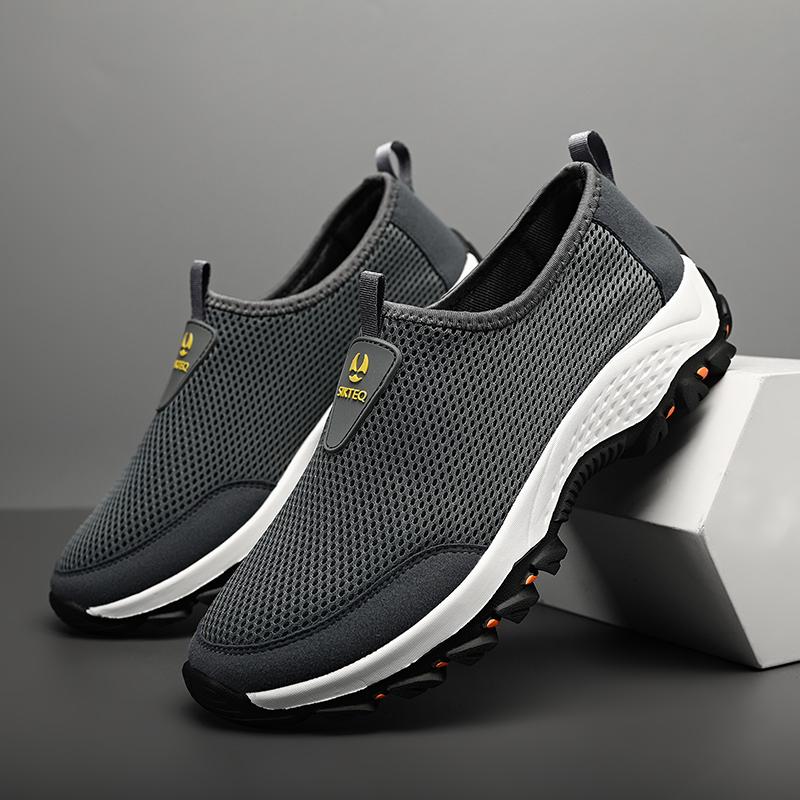 Fashion Gray Summer Mesh Men Shoes Lightweight Sneakers Men Fashion Casual Walking Shoes Breathable Mens Hiking Shoes 2025 Fashion Shoes