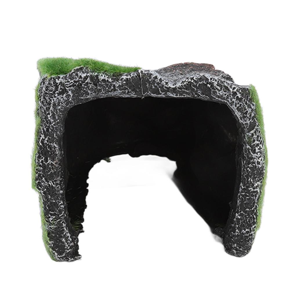Reptile Hideout Cave Resin Tortoise Cave Basking Platform Aquarium Decor for Gecko Spiders Frogs Turtles