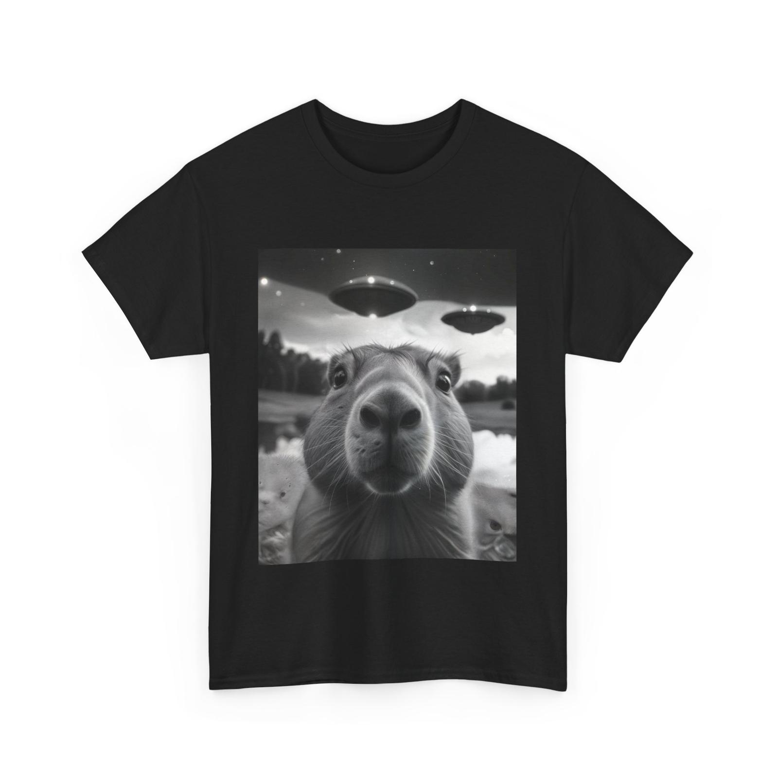 Capybara Space Shirt, Capybara Rodents Lovers Zookeeper Flying Saucer Shirt 4XL