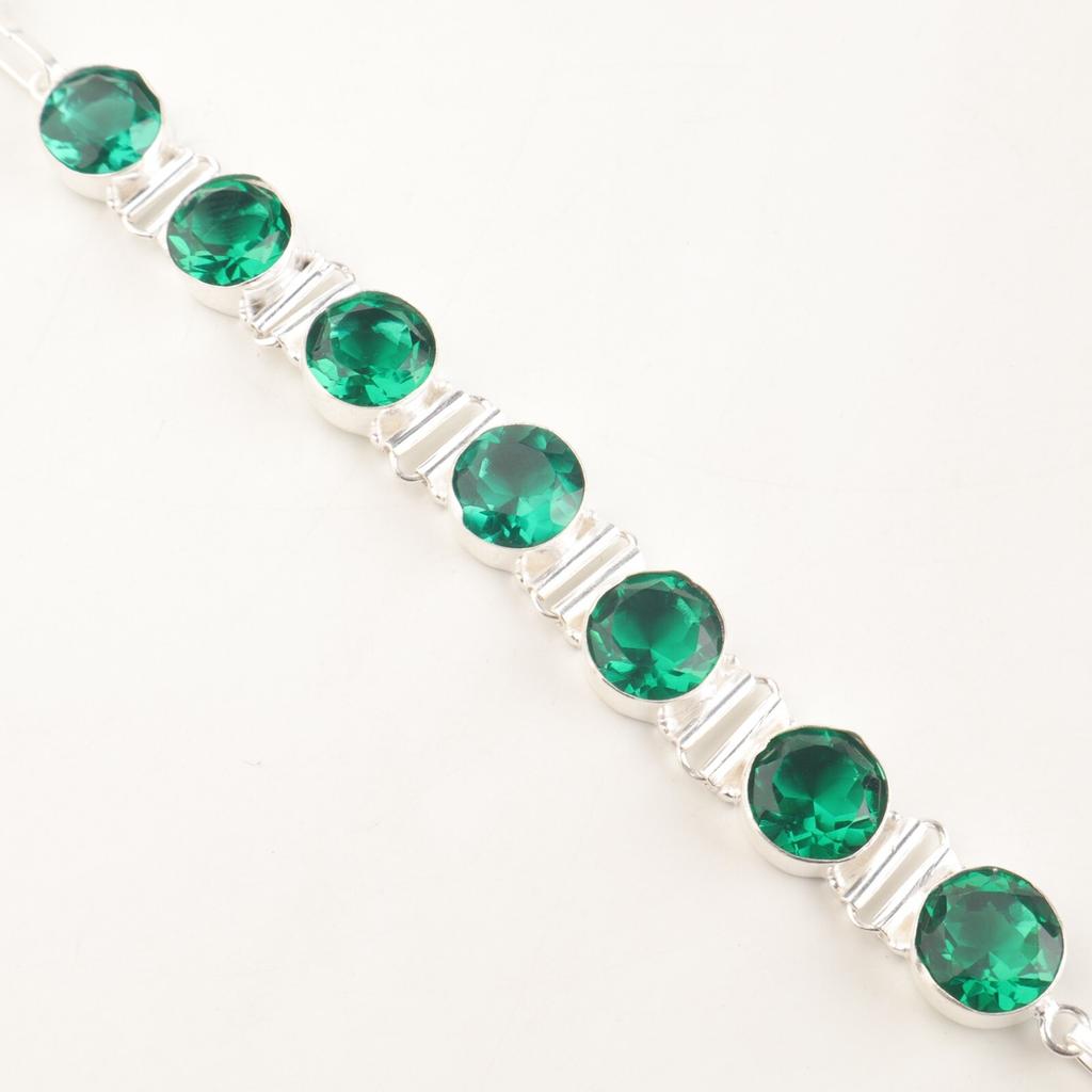 Chrome Diopside Gemstone 925 Sterling Silver Jewelry Handcrafted Bracelet 9" RB-7-1