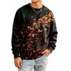 Men's Casual Loose Fit Round Neck Printed Long Sleeve Shirt