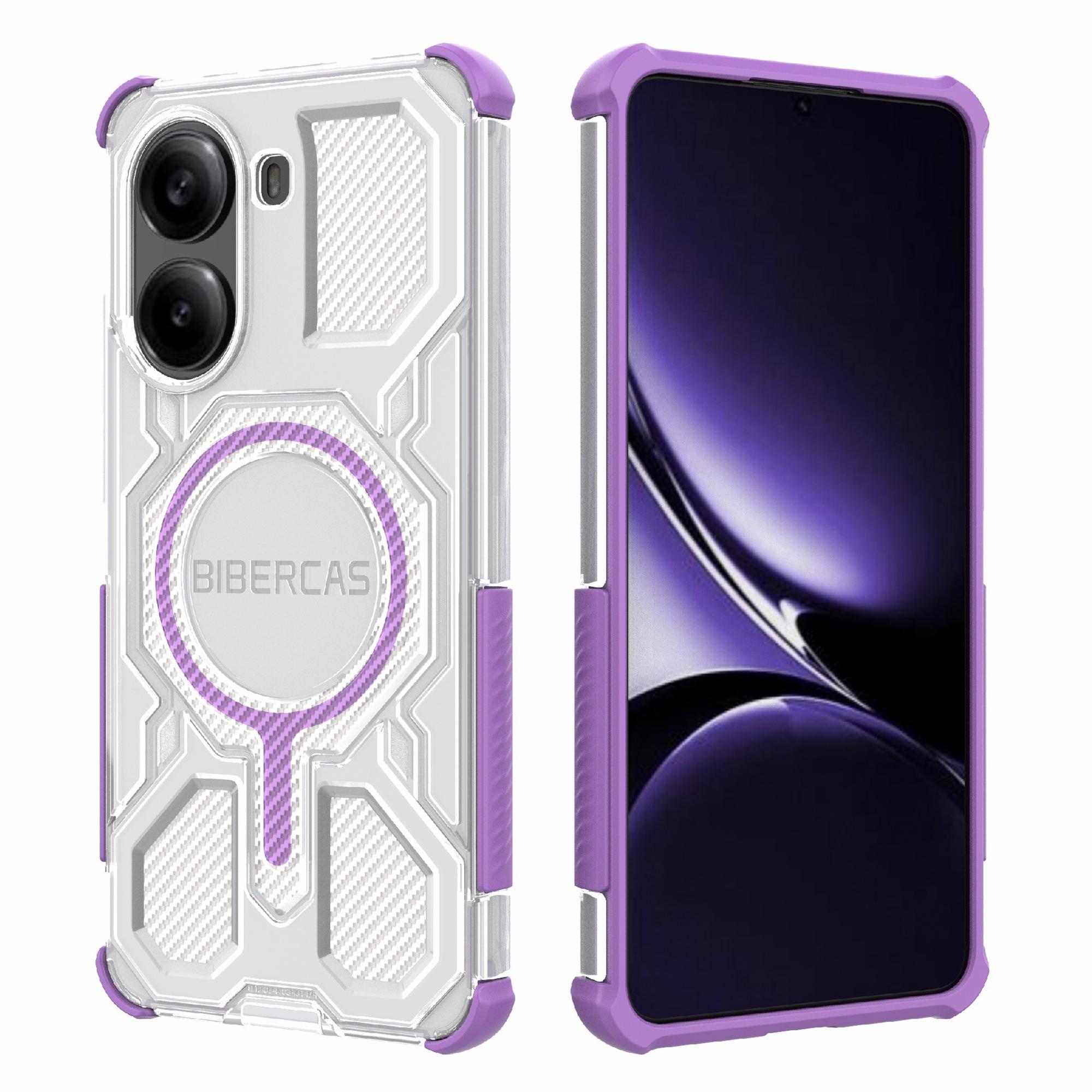 

BIBERCAS J-16 Transparent Series For Xiaomi Redmi Turbo 4 5G/Poco X7 Pro 5G Case Compatible with MagSafe TPU+PC Phone Cover Purple