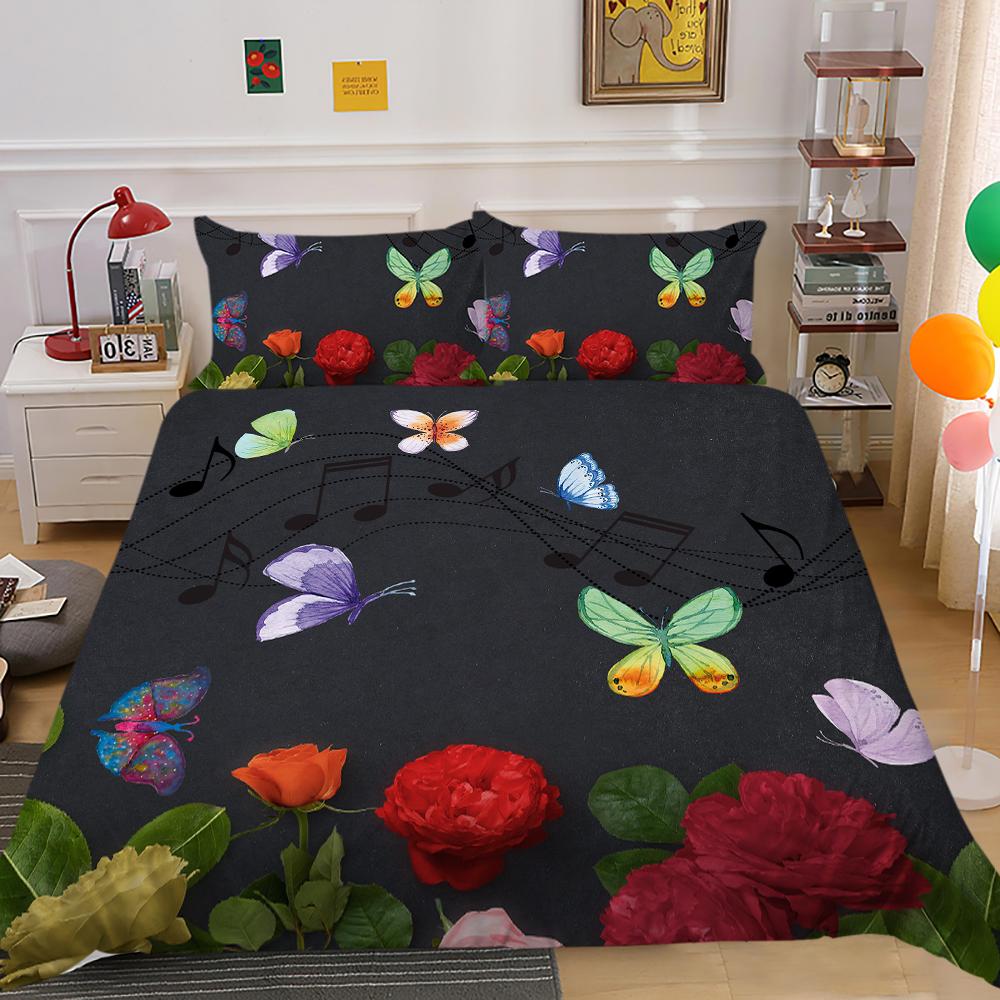 3D Printing Bedding Single Double Bed Full Size Pillowcase and Quilt Cover 2/3 Pieces of Microfiber Insect Printing Comfortable Home Decoration