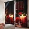 2Pcs Red Rose Wine Glass And Candle Curtains Fashion Curtains Personalized Curtains Suitable For Bedroom Living Room Dorm
