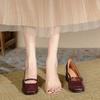 Buty Mary Jane na grubym obcasie Retro kwadratowy nosek Damskie buty Temperament Pojedyncze buty Francuskie eleganckie buty do pracy Płytkie wycięcie Wysokie obcasy