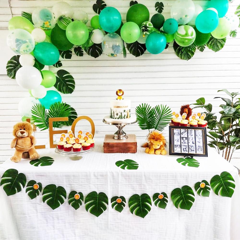 10pcs Artificial Hawaii Tropical Palm Leaves Hawaiian Luau Beach Theme Party Supplies Wedding Table Decoration Turtle Back Leaf