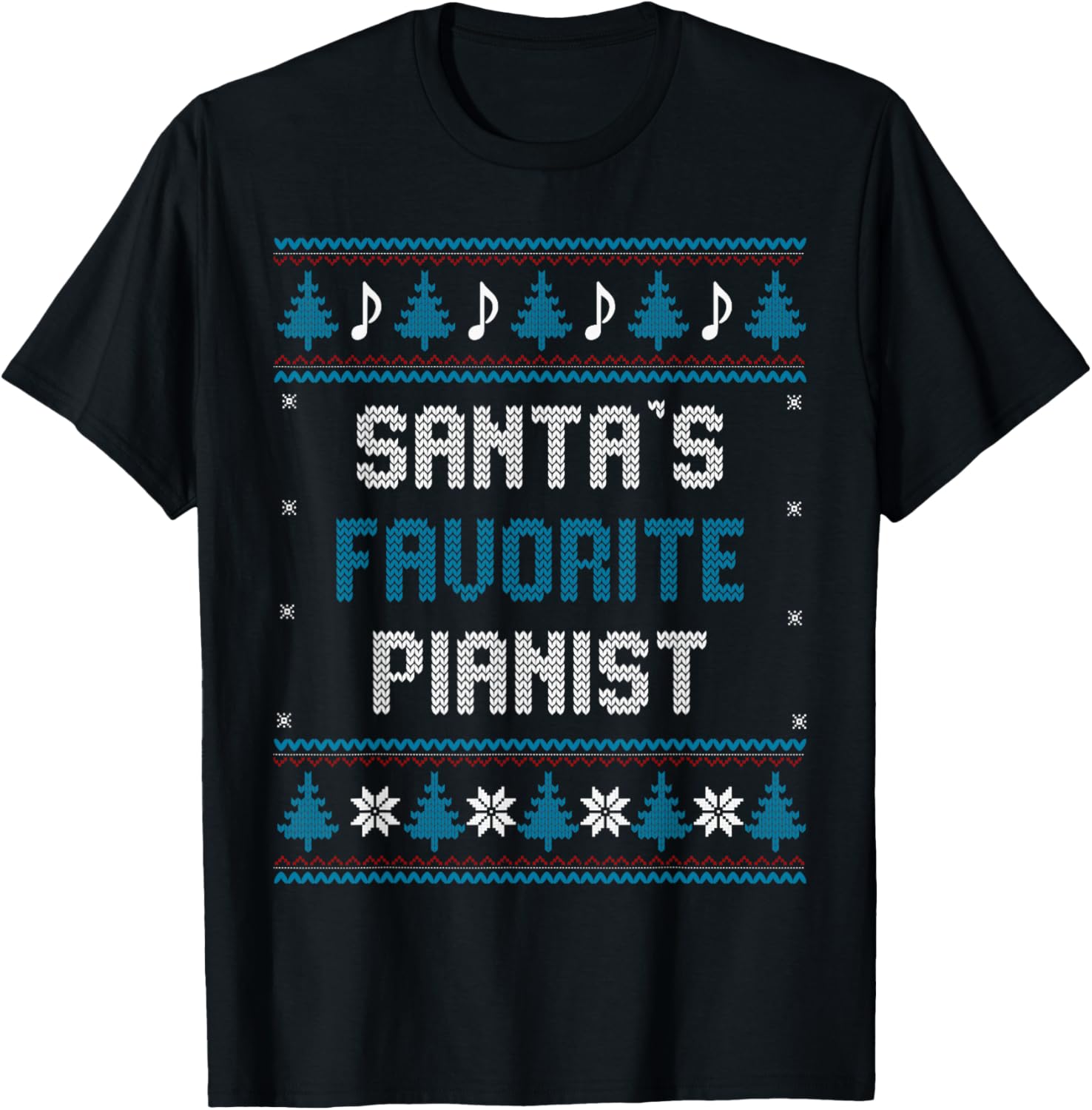 Santas Favorite Pianist Christmas piano Funny Gift Pajama T-Shirt S разноцветный