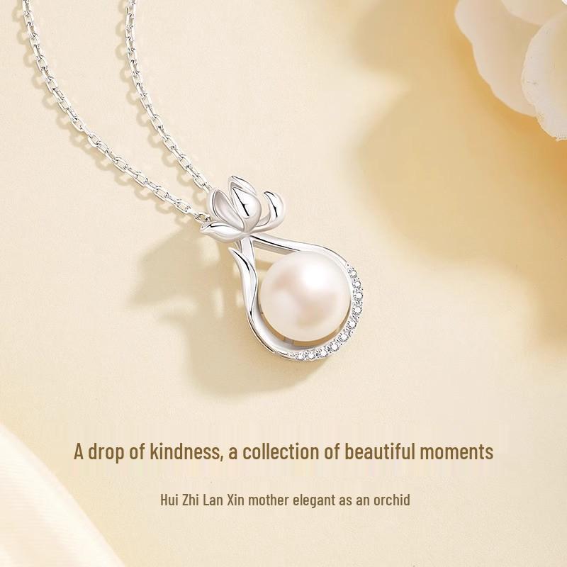 Orchid Pearl S925 Sterling Silver Necklace for Women - Elegant Clavicle Chain Gift for Girlfriend or Mom