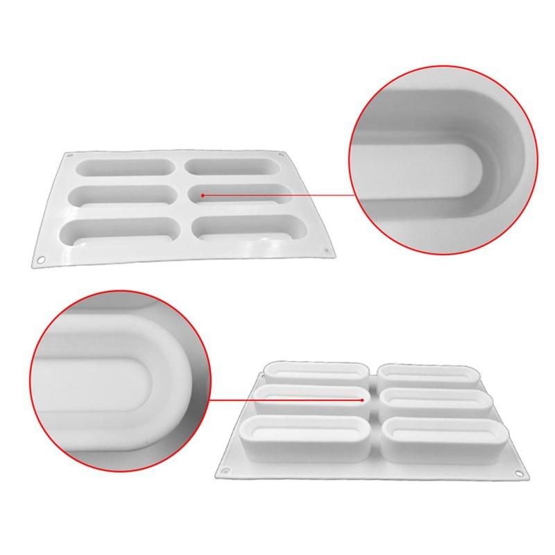 1 Pc French Dessert Mold 6 Sausage Oval Mousse Sandwich Mold DIY Baking Mold Silicone Fondant Cake Mold