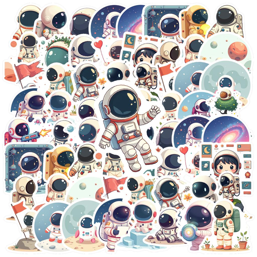 35-200 Stück Raumstation Astronauten Aufkleber Cartoon Graffiti Decals DIY Handy Laptop Notizbuch Koffer Wasserdichter Aufkleber