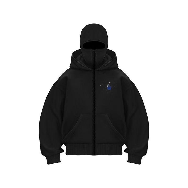Men s Autumn Embroidered Horse Zipper Hoodie - Fleece-Lined, Versatile, Casual Long Sleeve Fashion. XL