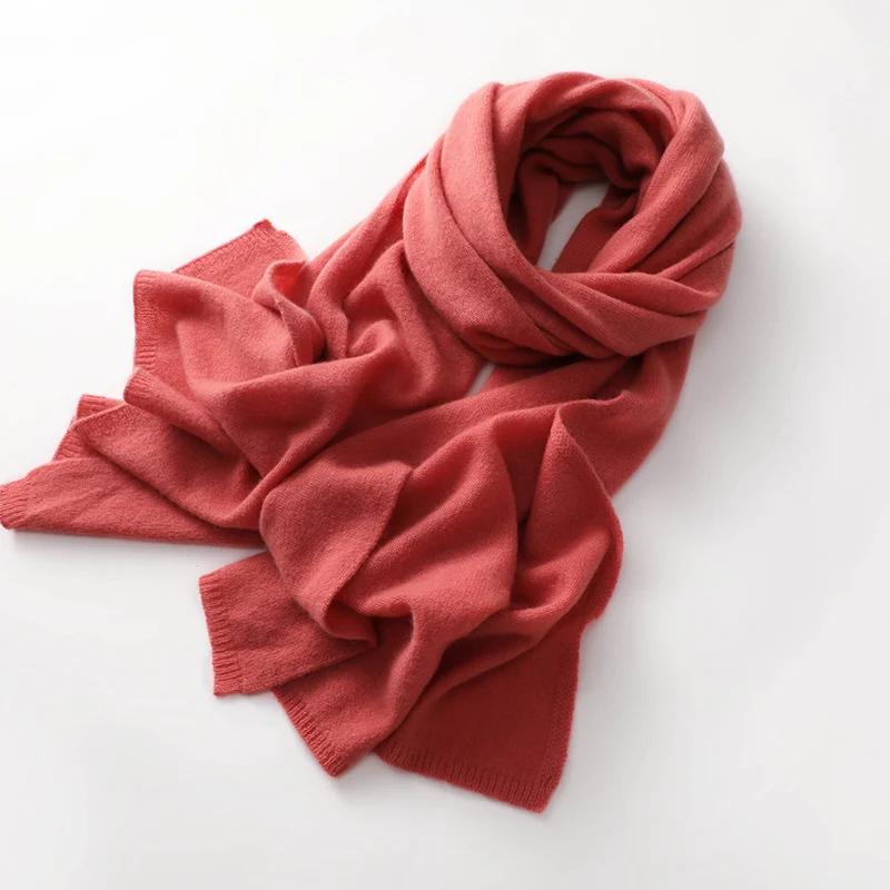 Quality 100% Cashmere Scarf For Women  Men Solid Color Warm Winter Knit Wrap Soft Luxury Neck Warmer Fashion Lightweight