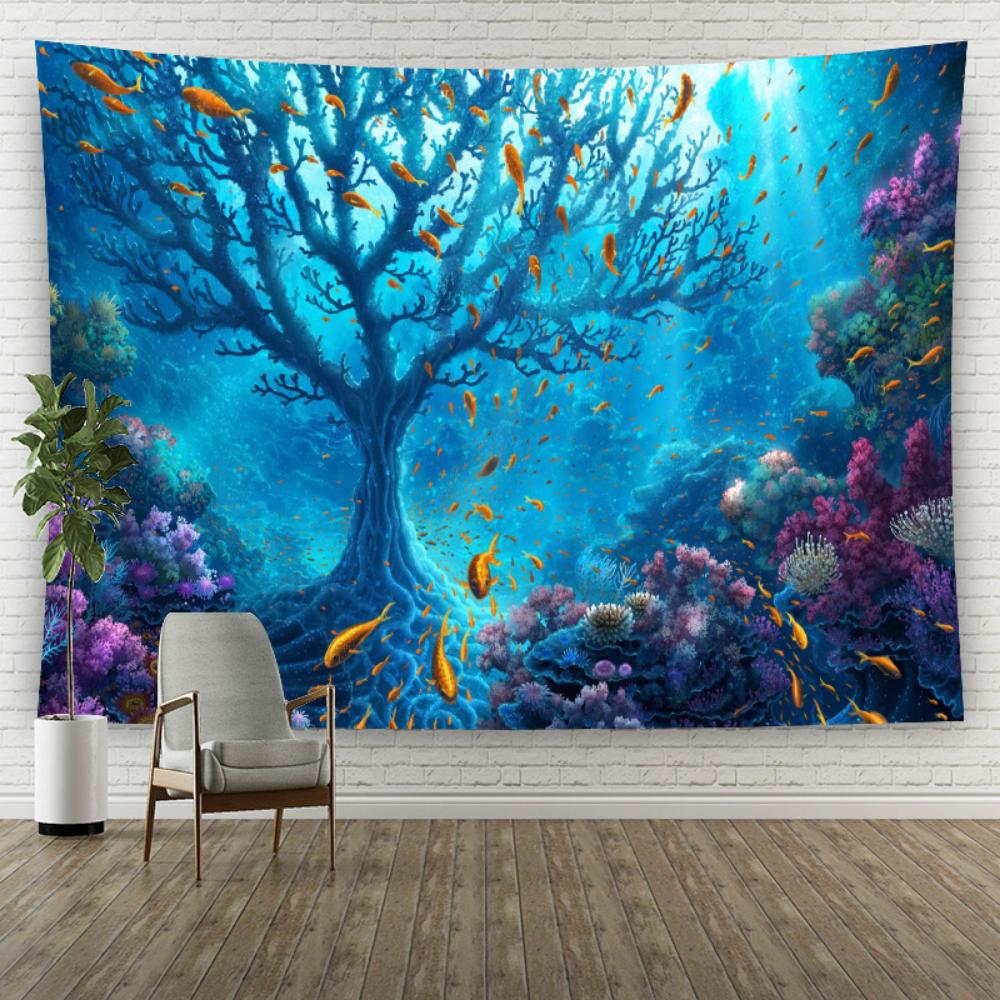 Colorful Tree Tapestry Bohemian Mandala Psychedelic Tapestry European and American Painted Tree Home Background Wall Decoration Hanging Cloth