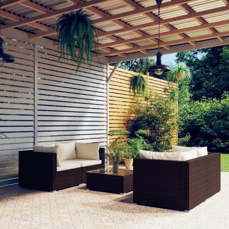 Day and Night - Day and Night 5-piece Garden Furniture Set and Brown Synthetic Rattan Cushions