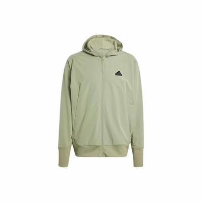 Solid Color Logo Long-Sleeve Hoodie Jacket for Men - Tent Green