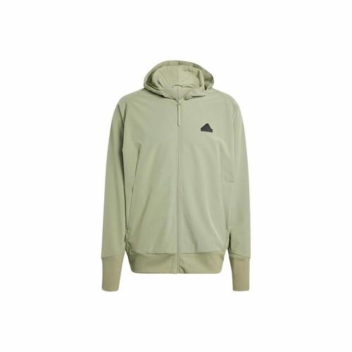 

adidas Solid Color Logo Long-Sleeve Hoodie Jacket for Men - Tent Green L зелёный
