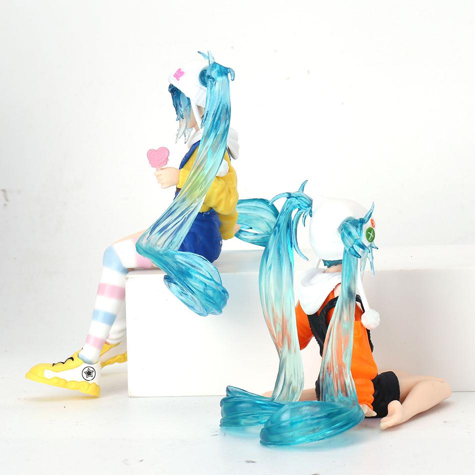 Hatsune Miku Anime Figure Lollipop Noodle Stopper Kawaii Blue Hair Pvc Collectible Desktop Home Decor Ornament Birthday Toy Gift