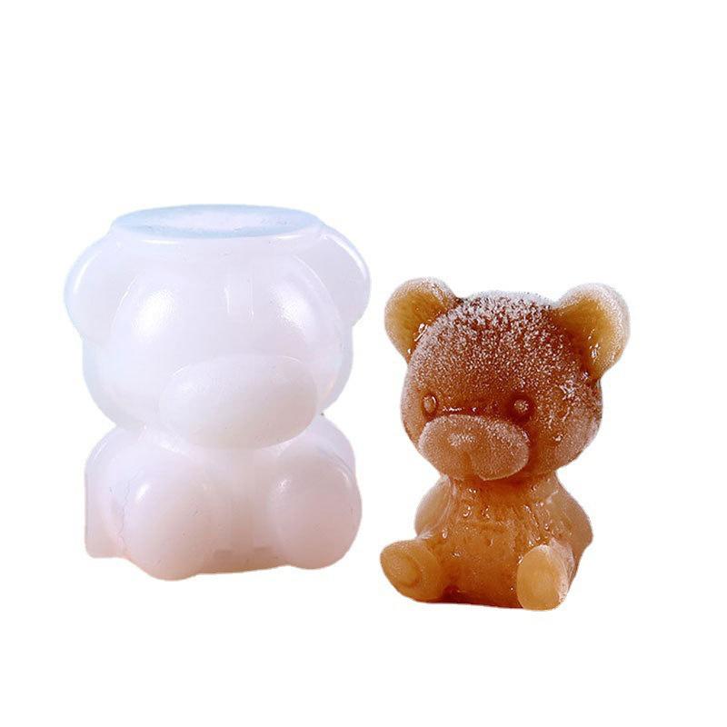 1PC Cute 3D Ice Cube Maker Little Bear Shape Chocolate Cake Mould DIY Whiskey Wine Cocktail Silicone Mold Ice Cube Tray Ice Mold