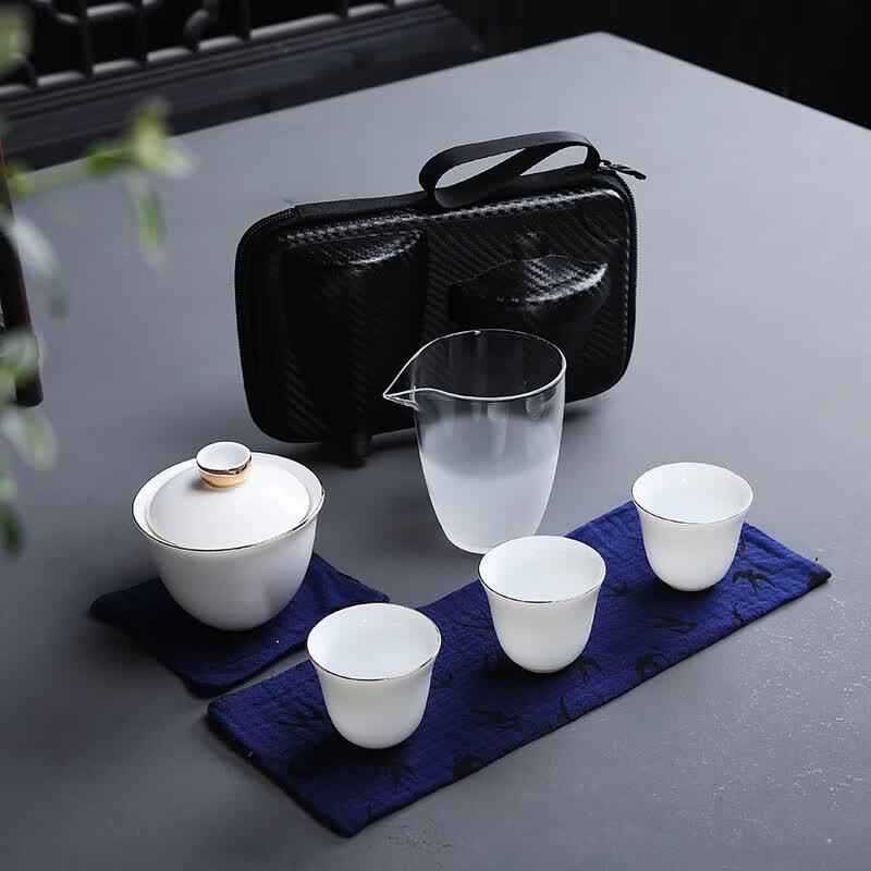 Chaxun White Porcelain Travel Tea Set