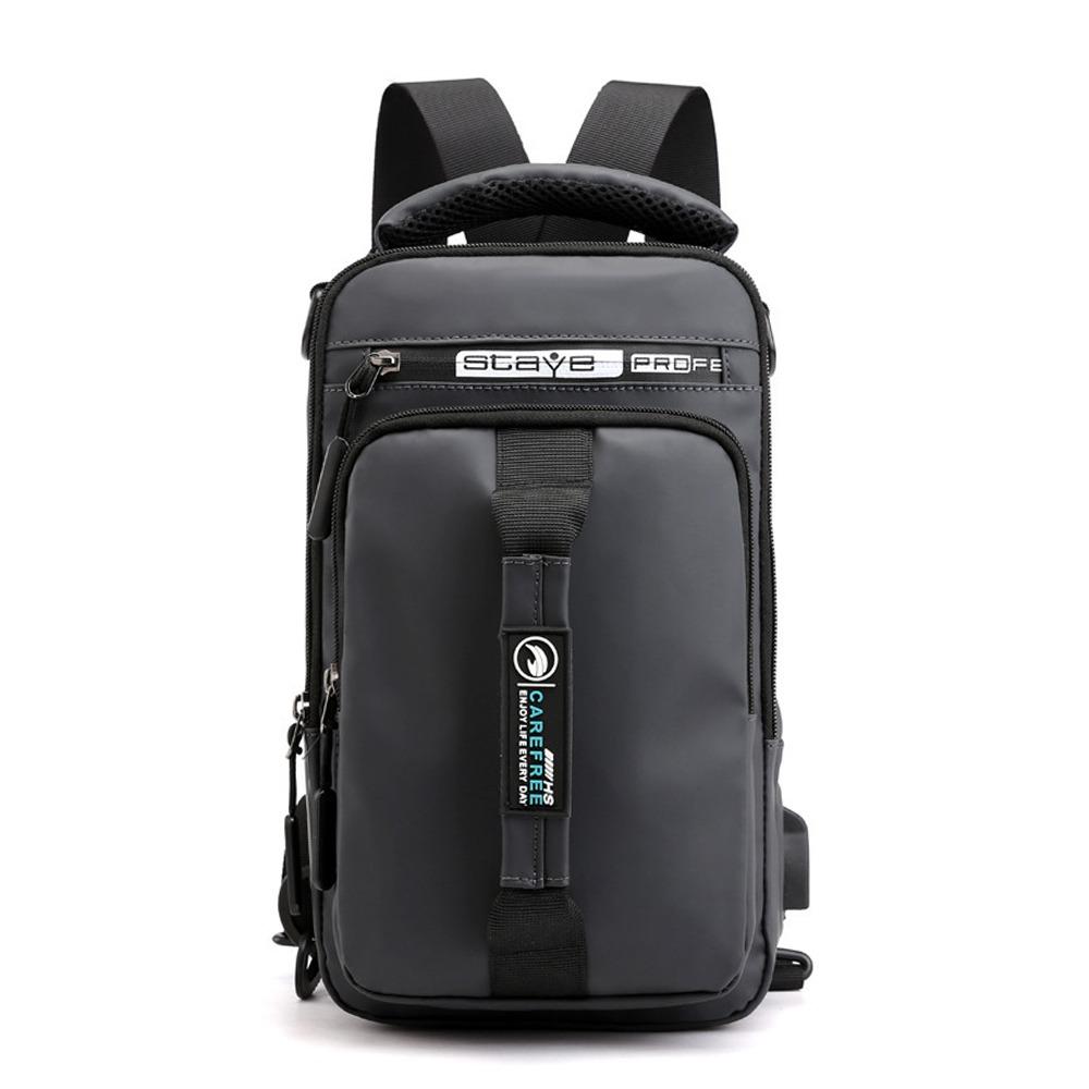 

Men USB Charging Shoulder Messenger Backpack Anti-theft Waterproof Crossbody Bags Zipper Sport Belt Packs Storage темно серый