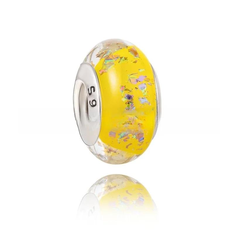 Nouveau Charm Original en Verre de Murano Cuivré Charm Flocons de Neige Étoiles Arc-en-Ciel Coloré Pour Bracelet DIY Bijoux pour Femmes