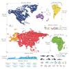 BASHOM SG2-115 Large World Map Wall Sticker, DIY Wall Decal for Kindergarten, Nursery, and Kids' Rooms. Perfect for Boys and Girls, Bathroom Decoratio